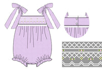 PRE ORDER Girls Purple Swiss Dot Heirloom Smocked Bubble | ETA to LBS: LATE March
