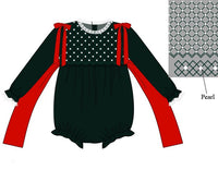 Girls Green Velvet Smocked Bubble