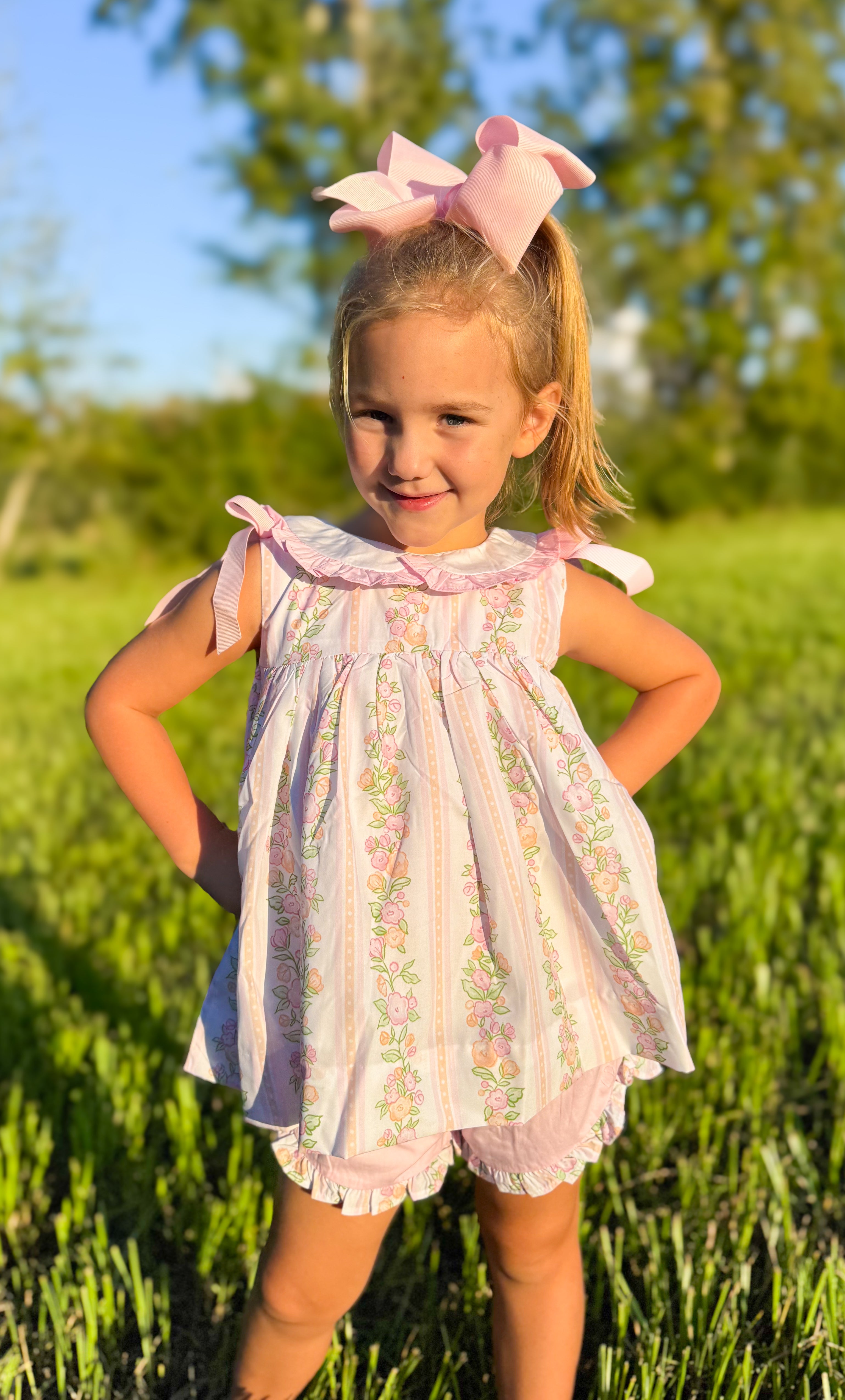 Girls Fall Floral Vine Short Set