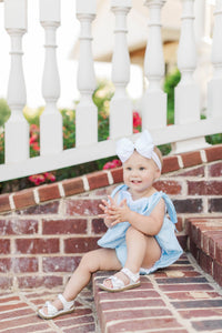 PRE ORDER Girls Blue Swiss Dot Smocked Bubble | ETA to LBS: JANUARY