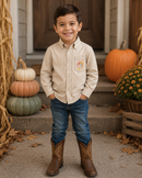 PRE ORDER Boys Hand Embroidered Classic Turkey Button Down Shirt | ETA to LBS: SEPTEMBER