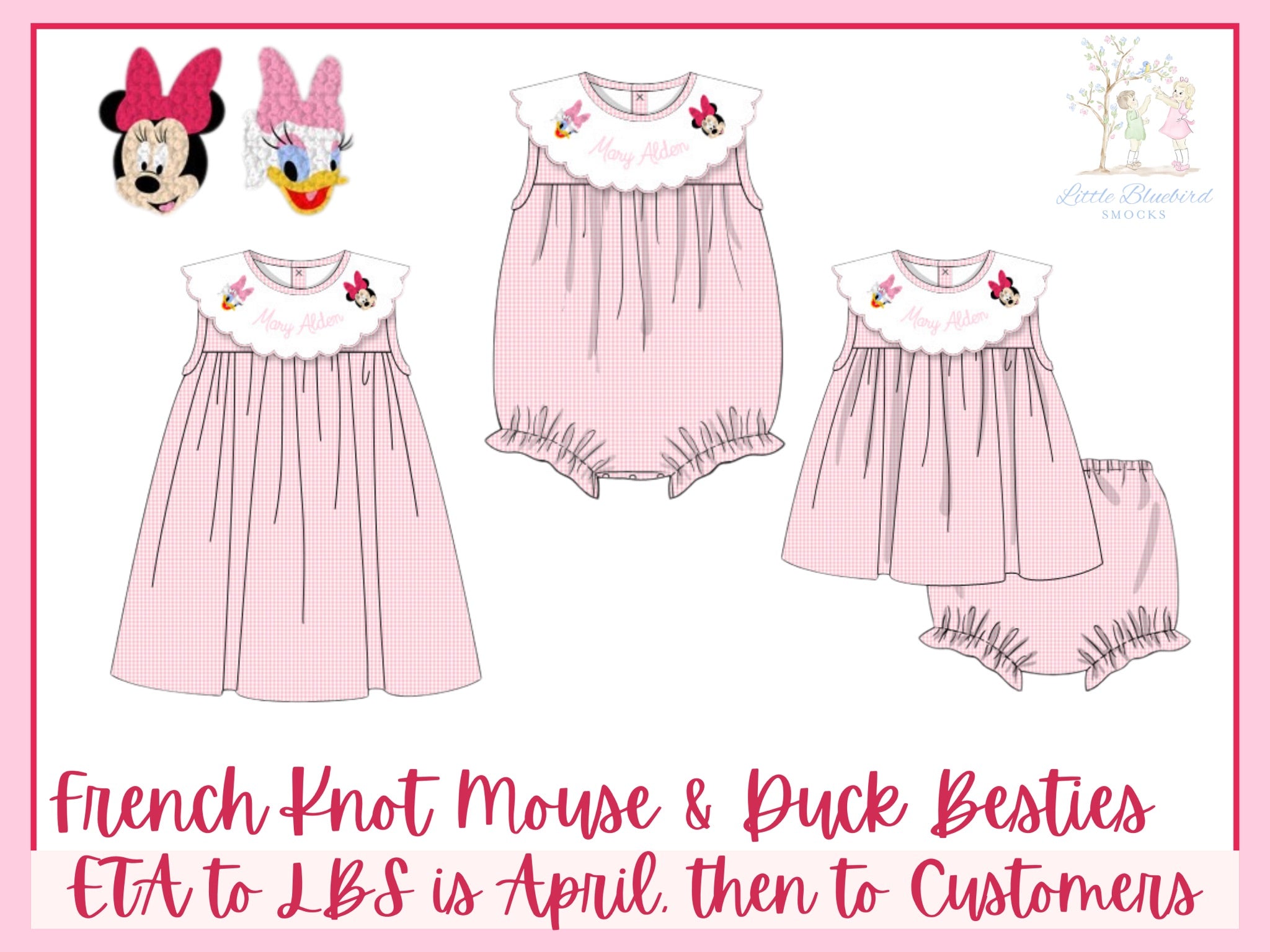 Girls French Knot Mouse and Duck “Gal Pals” Bubble
