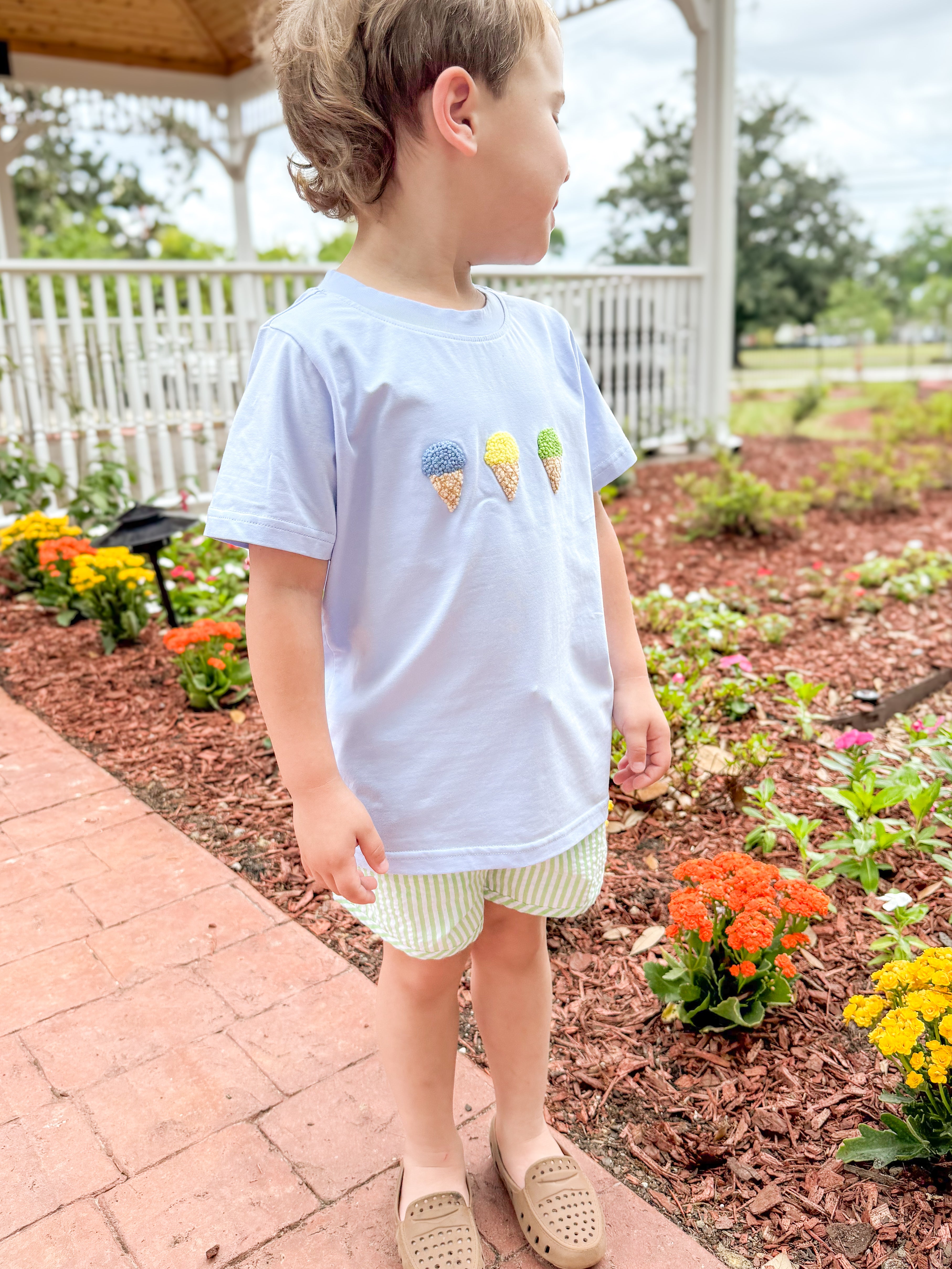 Boys French Knot Ice Cream Short Set