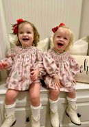 Girls Antique Christmas Smocked Bloomer Set
