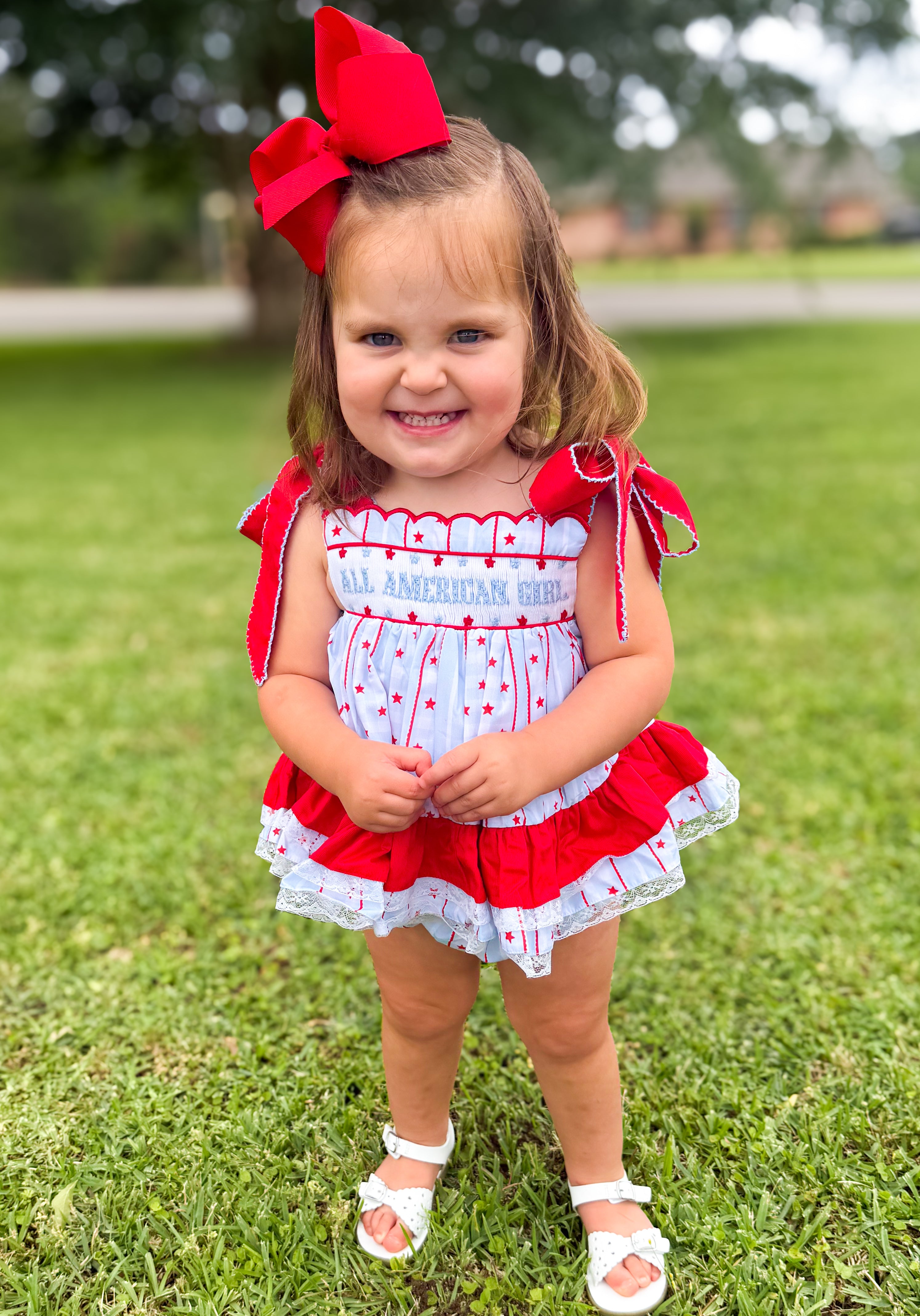 Girls Smocked Oh My Stars Bloomer Set & Dress