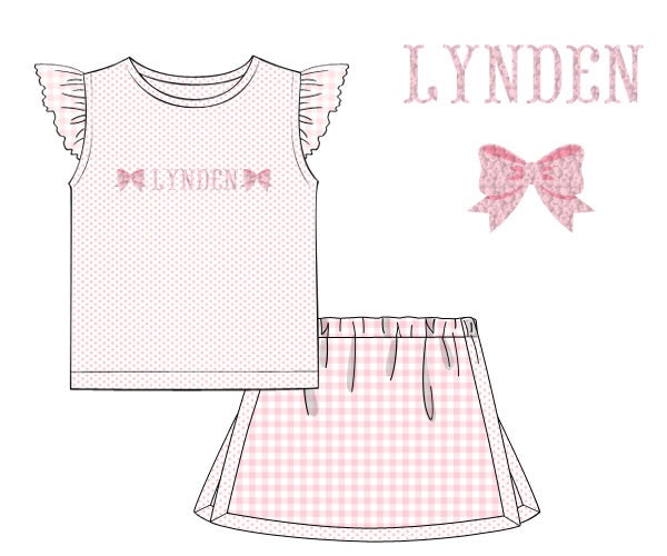 PRE ORDER Girls French Knot Custom Name Bitty Dot Skort Set | ETA to LBS: JUNE