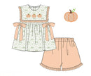 PRE ORDER Girls French Knot Toile Pumpkins Ruffle Short Set | ETA to LBS: SEPTEMBER