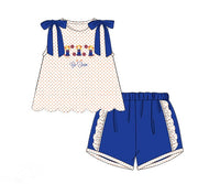 Girls Embroidered Cheerleaders Ruffle Short Set