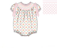 PRE ORDER Girls Smocked Pumpkin Trellis Bubble | ETA to LBS: SEPTEMBER