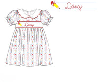 Girls “ABC 123” Smocked School Day Cutie Bloomer Set & Dress