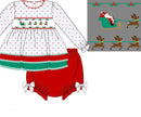 PRE ORDER Girls Smocked Here Comes Santa Claus Bloomer Set | ETA to LBS: OCTOBER