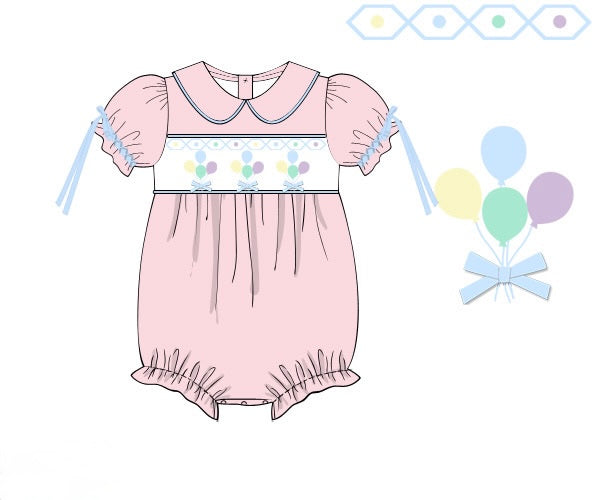 PRE ORDER Girls Smocked Birthday Balloons Bubble | ETA to LBS: JUNE