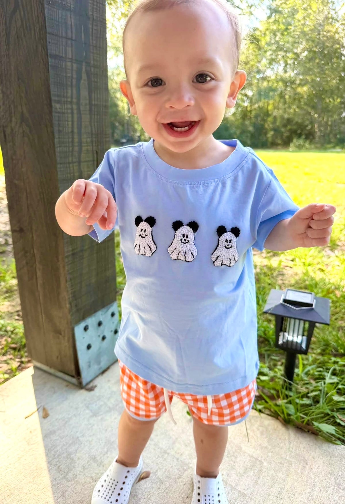 Boys French Knot Not So Spooky Mouse Ghost Short Set