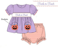 PRE ORDER Girls Smocked Trick or Treat Bloomer Set | ETA to LBS: SEPTEMBER