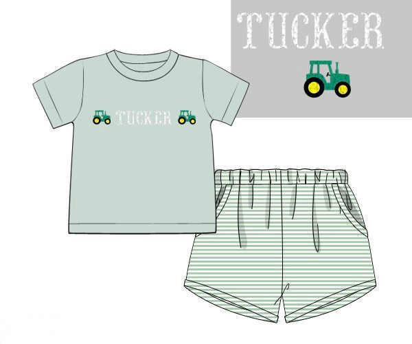 PRE ORDER Boys French Knot Custom Name Short Set | ETA to LBS: JUNE