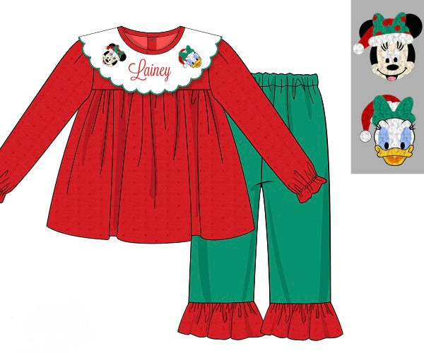 PRE ORDER Girls French Knot Merry Mouse & Duck Ruffle Pant Set | ETA to LBS: OCTOBER