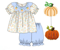 PRE ORDER Girls Embroidered and Beaded Pumpkins Bubble Bloomer Shorts Set | ETA to LBS: SEPTEMBER