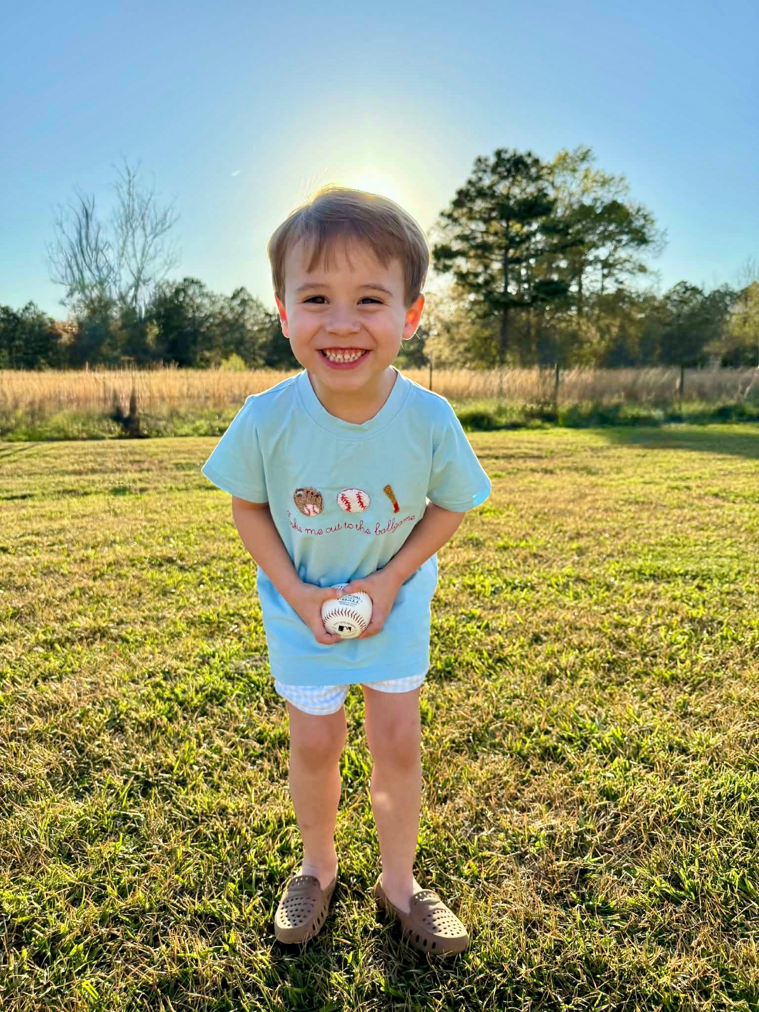 Boys Take me out to the Ballgame French Knot Short Set