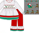 PRE ORDER Girls Smocked Here Comes Santa Claus Ruffle Pant Set | ETA to LBS: OCTOBER