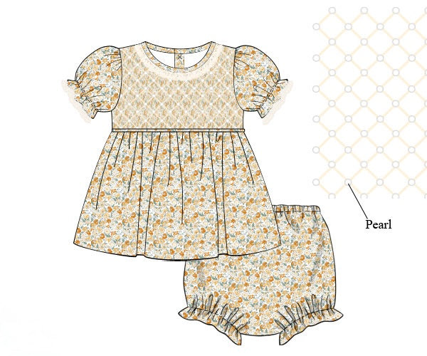 PRE ORDER Girls Smocked Heirloom Autumn Belle Bloomer Set & Dress | ETA to LBS: SEPTEMBER