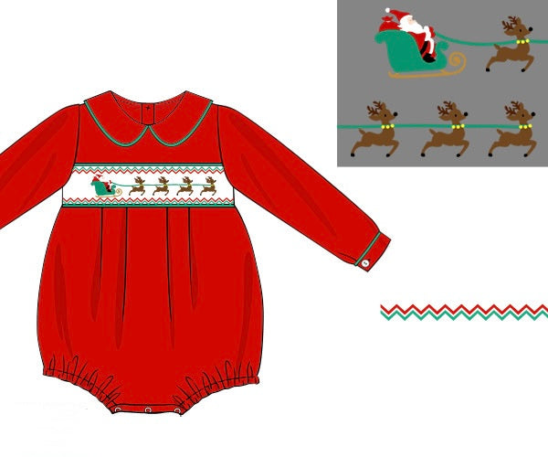 PRE ORDER Boys Smocked Here Comes Santa Claus Bubble | ETA to LBS: OCTOBER