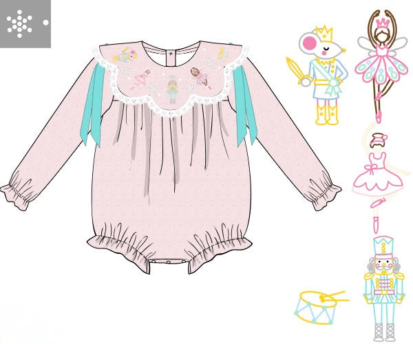 PRE ORDER Girls Hand Embroidered Sugar Plum Dreams Bubble | ETA to LBS: OCTOBER