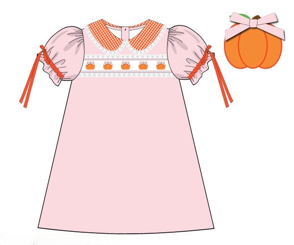 PRE ORDER Girls Smocked Pretty Pumpkins Bloomer Set & Dress | ETA to LBS: SEPTEMBER