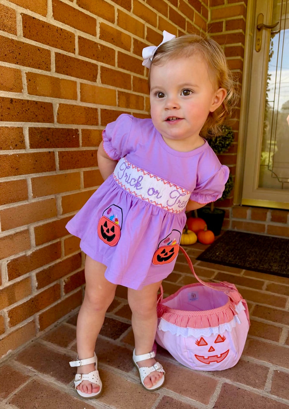Girls Smocked Trick or Treat Bloomer Set