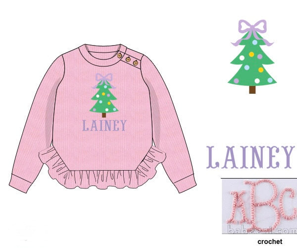 PRE ORDER Girls Custom Crotchet Christmas Tree Sweater Only | ETA to LBS: OCTOBER