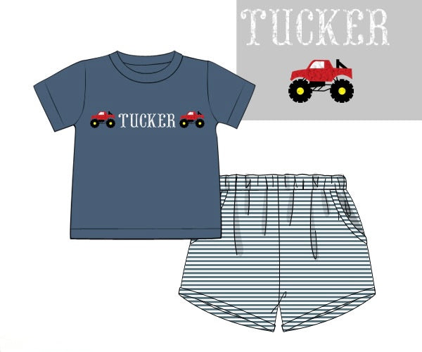 PRE ORDER Boys French Knot Custom Name Short Set | ETA to LBS: JUNE