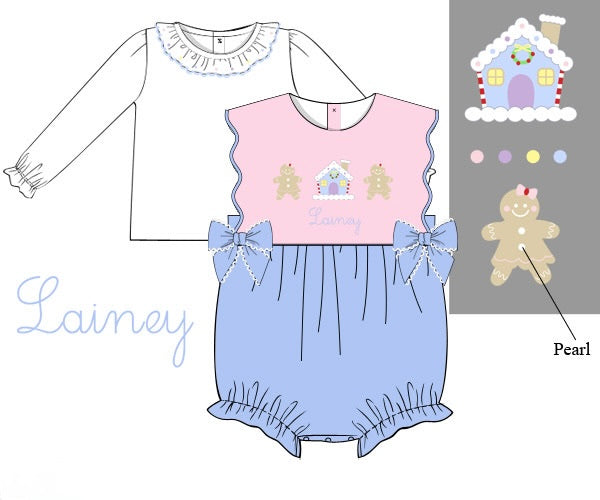 PRE ORDER Girls Hand Embroidered Gingerbread Lane Bubble | ETA to LBS: OCTOBER