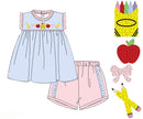 Girls French Knot School Supplies Short Set