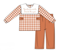 PRE ORDER Boys Embroidered Give Thanks Pant Set | ETA to LBS: SEPTEMBER