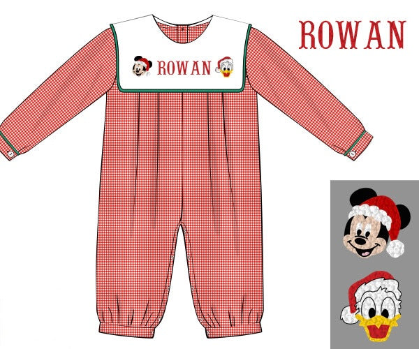 PRE ORDER Boys Custom French Knot Merry Mouse and Duck Long Romper | ETA to LBS: OCTOBER