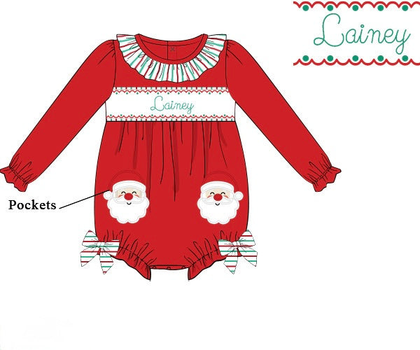 PRE ORDER Girls Custom Smock Light Skin Santa Pocket Bubble | ETA to LBS: OCTOBER