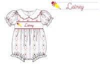 Girls “ABC 123” Smocked School Day Cutie Bubble