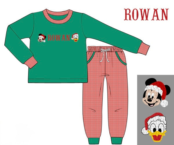 PRE ORDER Boys Custom French Knot Merry Mouse and Duck Jogger Set | ETA to LBS: OCTOBER