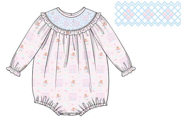 PRE ORDER Girls Smocked Gingerbread Wonderland Bubble | ETA to LBS: OCTOBER