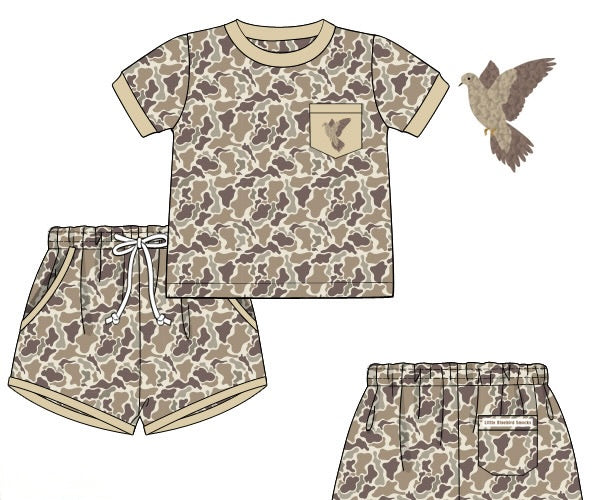 Boys French Knot Dove Day Short Set