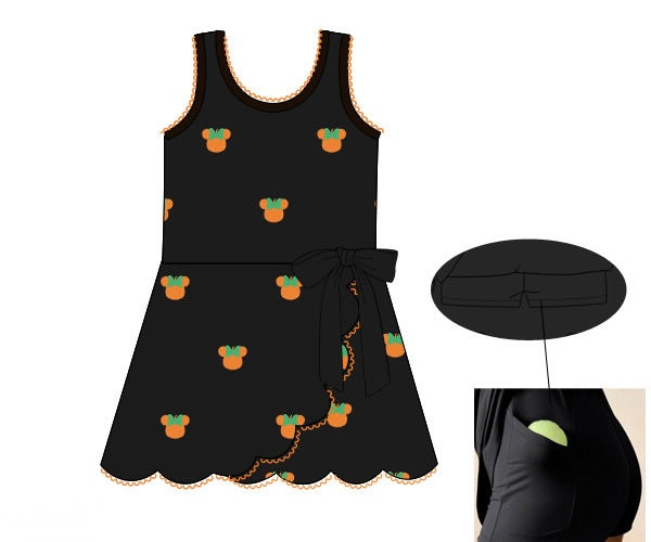 PRE ORDER Girls Embroidered Pumpkin Mouse Knit Dress | ETA to LBS: SEPTEMBER