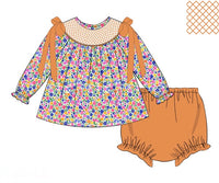 PRE ORDER Girls Smocked Southern Harvest Blooms Bloomer Set | ETA to LBS: SEPTEMBER