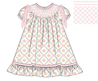 PRE ORDER Girls Smocked Pumpkin Trellis Bloomer Set & Dress | ETA to LBS: SEPTEMBER
