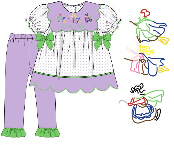 PRE ORDER Girls Embroidered We Fly Ruffle Legging Set | ETA to LBS: SEPTEMBER