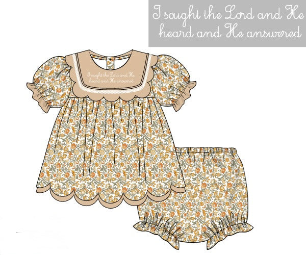 PRE ORDER Girls Embroidered I Trust in God Bloomer Set & Dress | ETA to LBS: SEPTEMBER
