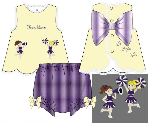 Girls French Knot Go, Fight, Win Bloomer Set
