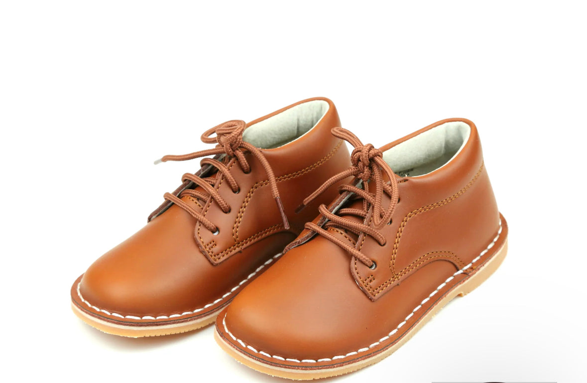 Boys Tuck Mid-Top Lace Up Shoe Cognac