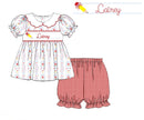 Girls “ABC 123” Smocked School Day Cutie Bloomer Set & Dress