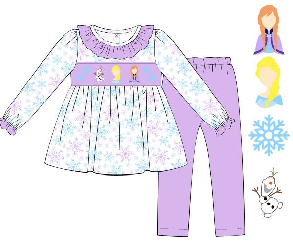 Girls Ice Princess Princess Smocked Leggings Set
