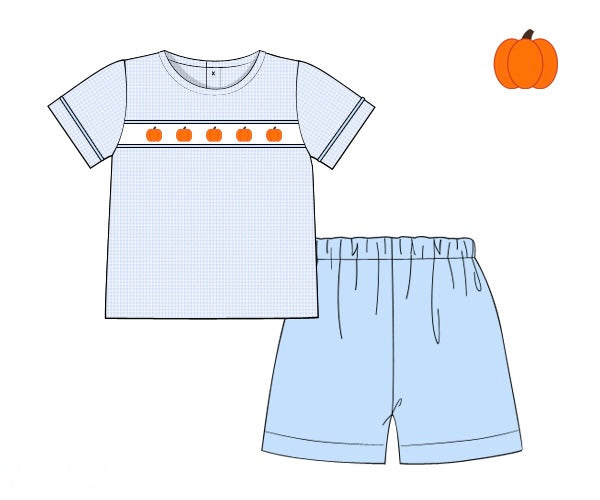 Boys Smocked Pumpkins Short Set