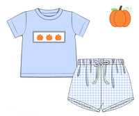 PRE ORDER Boys Smocked Gingham Pumpkins Short Set | ETA to LBS: SEPTEMBER